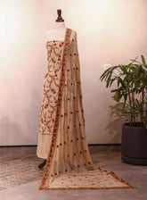Moin Block Embroidered Raw Silk 3 Piece Unstitched Suit MBLK25ERS MD-1428